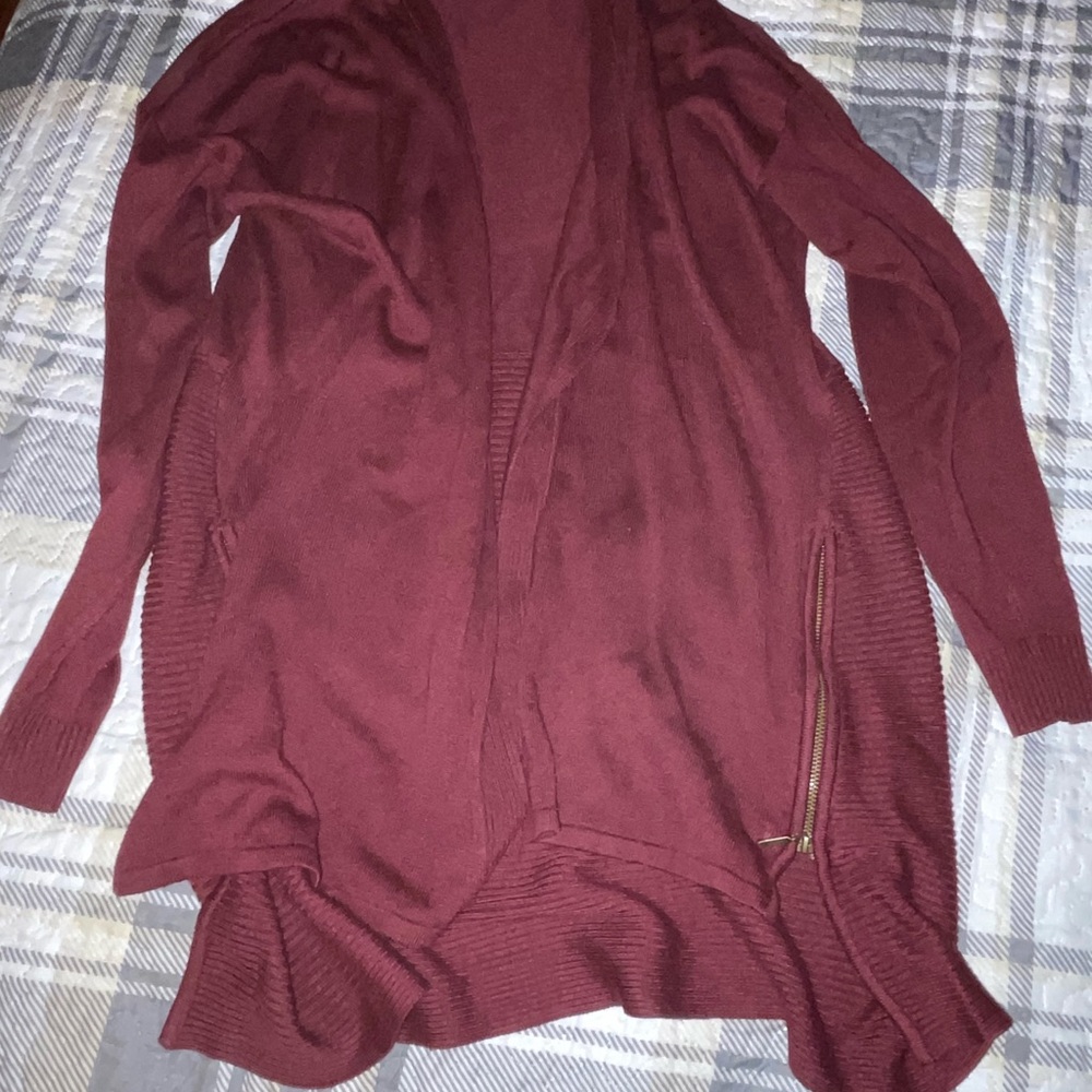 Worthington Burgundy Open-Front Cardigan